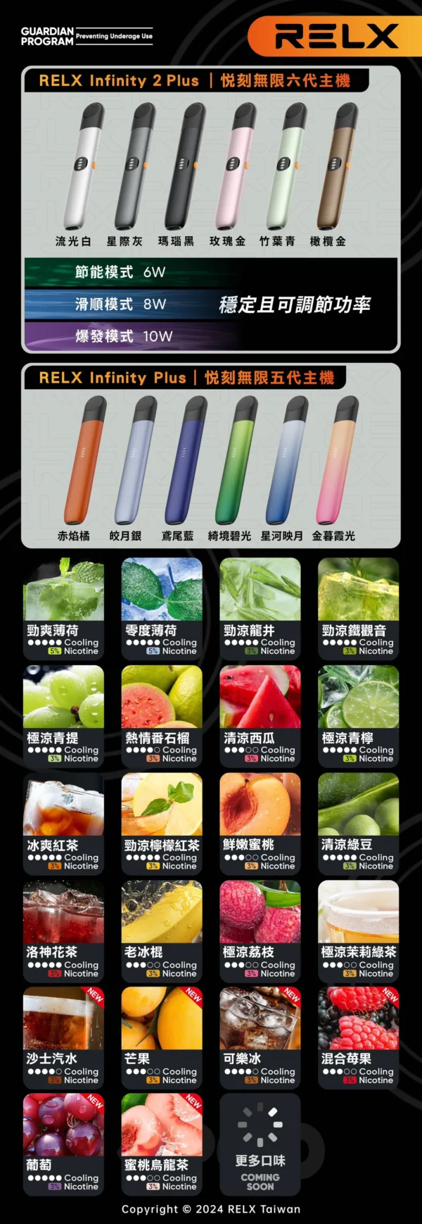 悅刻煙彈  RELX6代-Infinity 2煙彈-通用4-5-主機-活動買4盒送主機